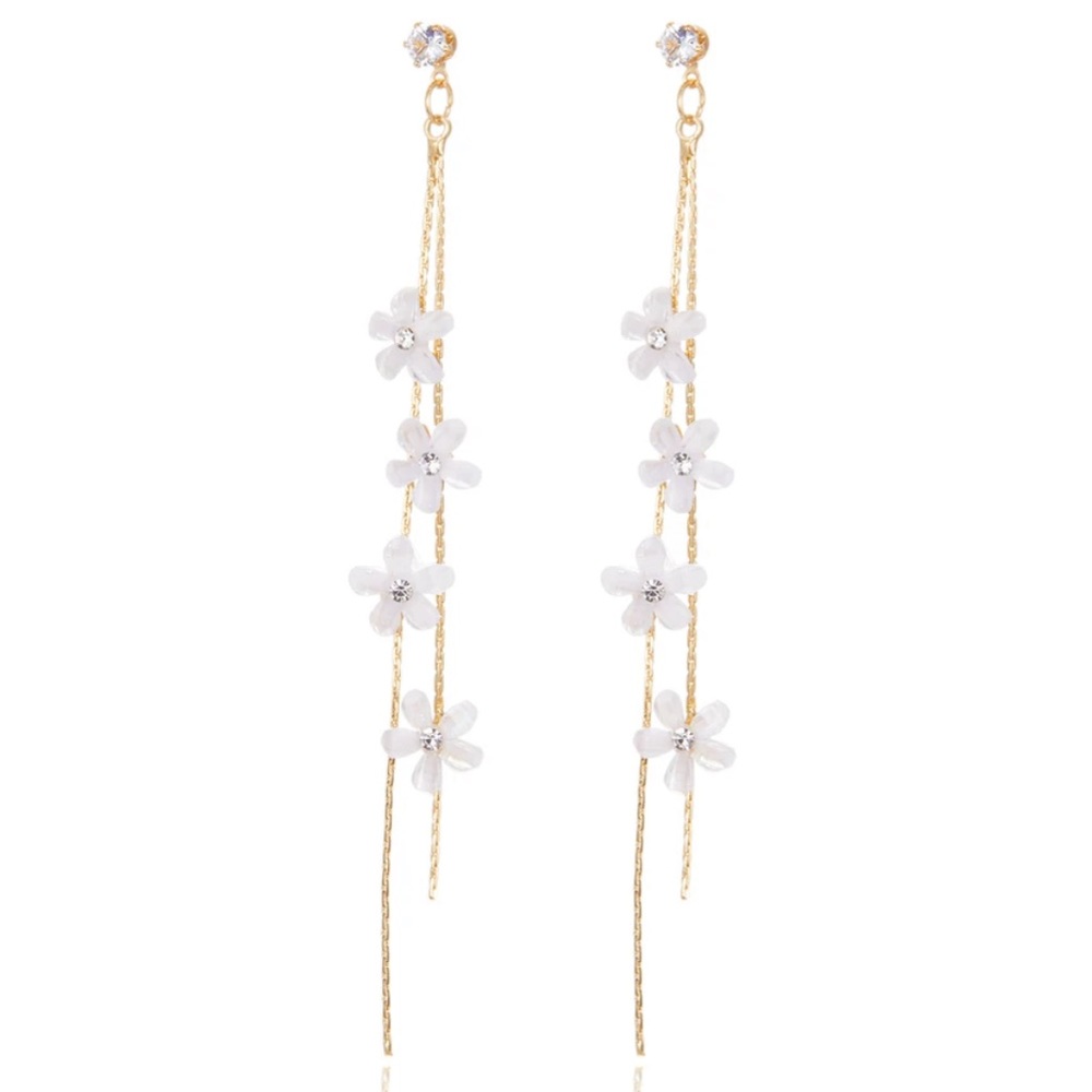 Flower Tassel Earrings - Picture 2 of 6